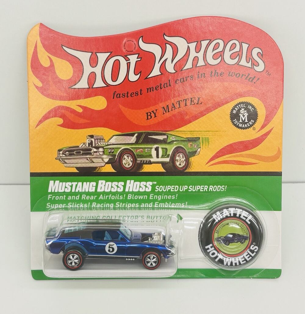 Hot Wheels Spoilers Mustang Boss Hoss Blue 2017 RLC Limited Edition w/ Protector